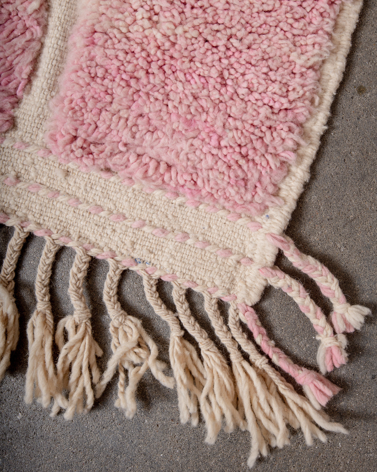 Modern, designer, handcrafted Berber rug from Morocco. Beniourain carpet with beautiful colours and patterns and fluffy wool texture.